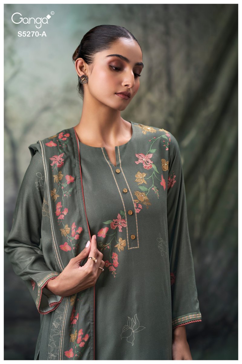 Yutisha 5270 By Ganga Wool Pashmina Dress Material